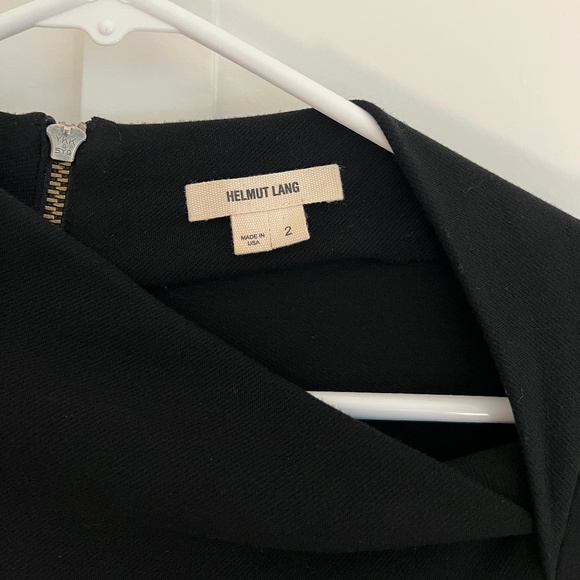 Helmut Lang Black Asymmetrical Long Sleeve Mini Dress Size 2 - Picture 3 of 6